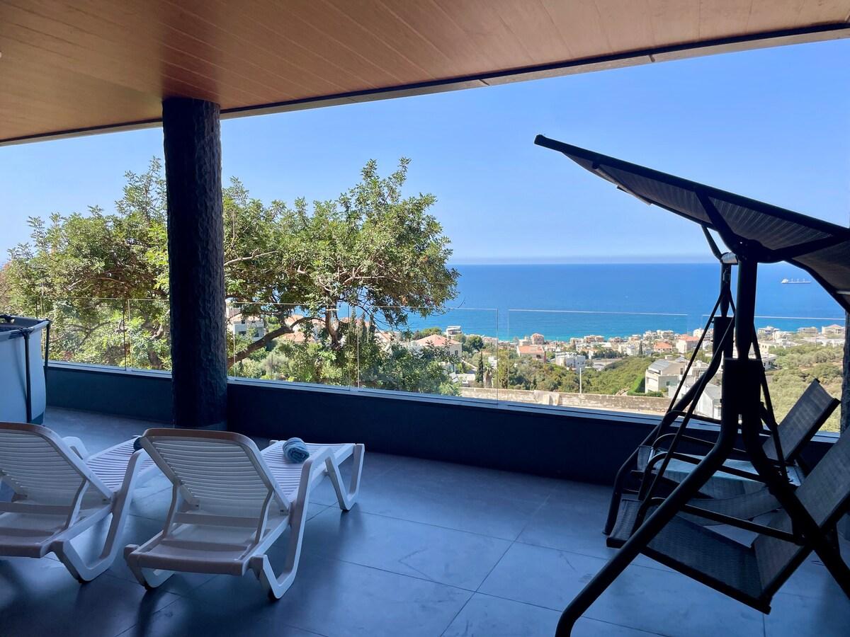 Modern Sea-View Apartment with Private Pool